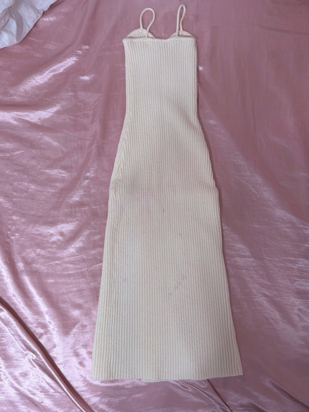 Cider Cream Ribbed Spaghetti-Strap Maxi Dress with Sweetheart Neckline - Picture 2 of 3